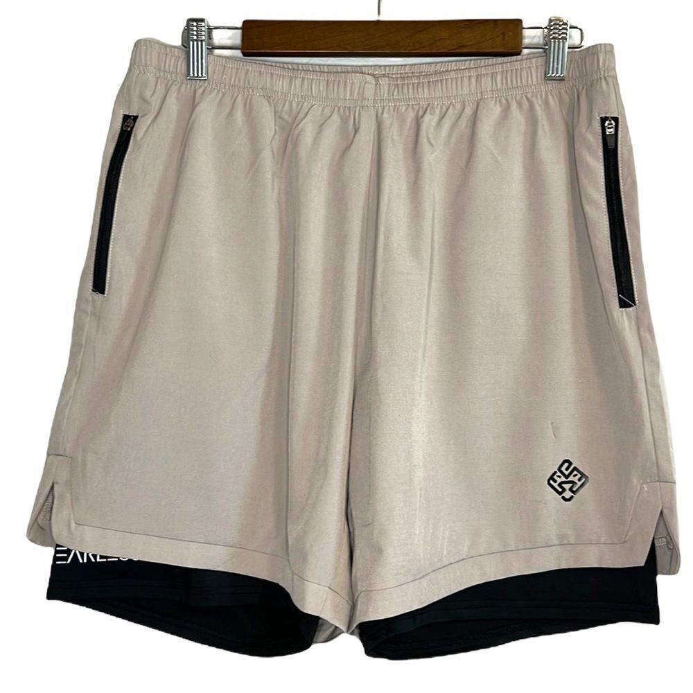 AGU Athletics Light Grey Fearless Dual Training Shorts Size Large